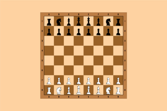 Chess Board with Piece Vector Design