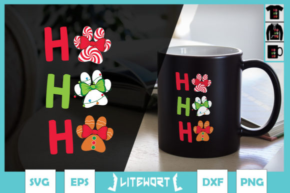 Christmas HO HO HO Dog Pawprints