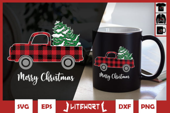 Christmas Tree Red Truck Buffalo Plaid