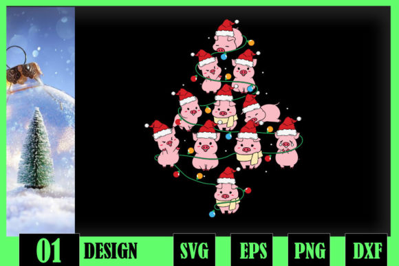 Pig Christmas Tree Merry Pigmas Xmas