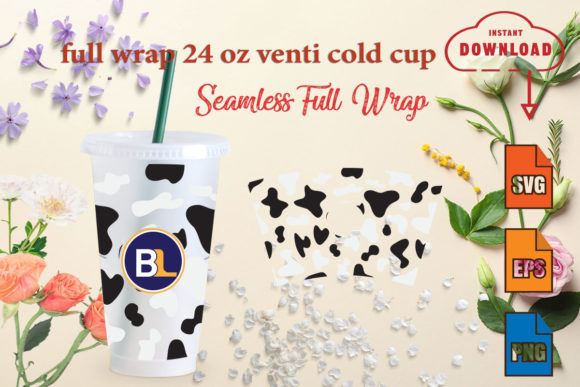 Seamless Cow Print Full Wrap 24oz Cap